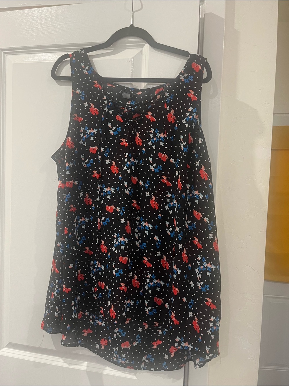 torrid Black Floral Tank with Red & Blue Print